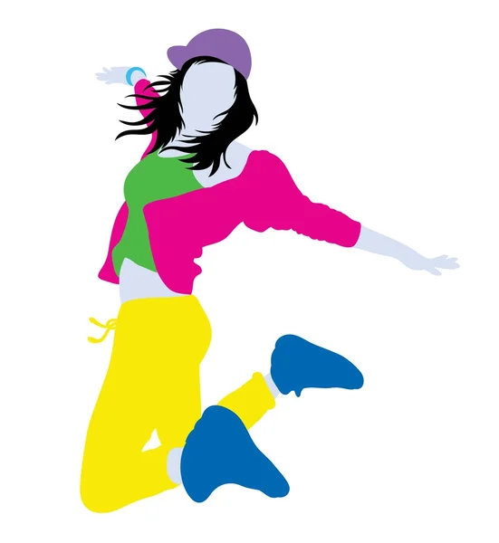 Silhouette de danseuse heureuse — Image vectorielle