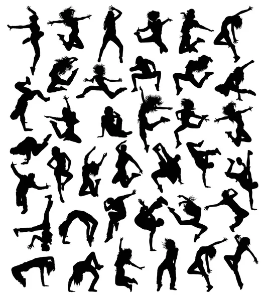 Hip Hop Activity Silhouette Collection — Stock Vector