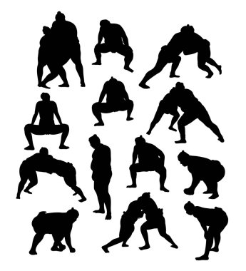 Sumo spor aktivite Silhouettes