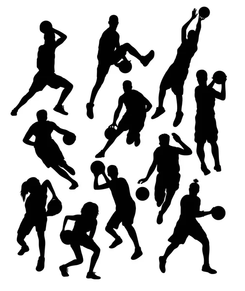 Silhouettes d'activité sportive de basket-ball — Image vectorielle