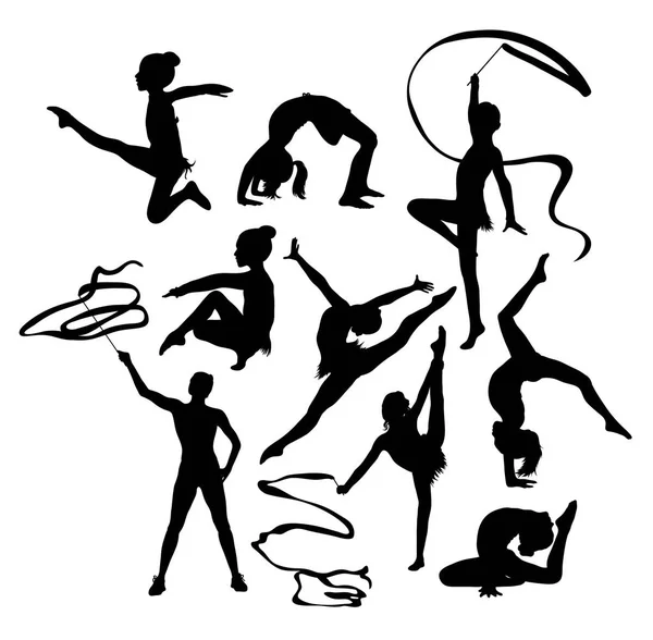 Гімнастка дівчина зі стрічкою — стоковий вектор