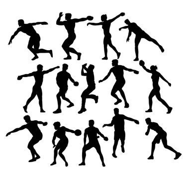 Atlet Discus makinesi aktivite spor Silhouettes