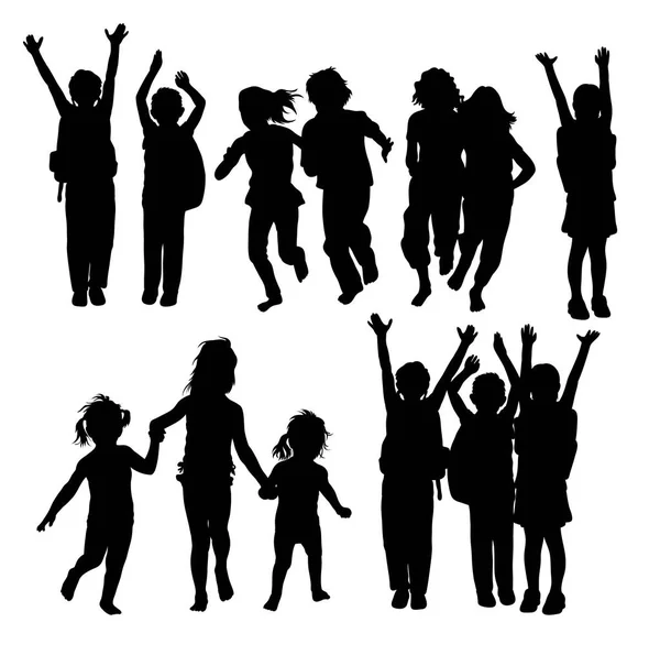 Silhouettes d'activités pour enfants — Image vectorielle