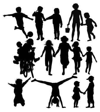 Children Ply and Sport Activity Silhouettes clipart