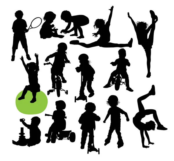 Barn aktivitet silhuetter — Stock vektor
