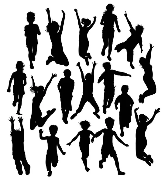 Τα παιδιά ενέργεια και δραστηριότητα σιλουέτες — Διανυσματικό Αρχείο