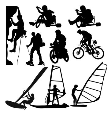 Extreme Sport Activity Silhouettes clipart