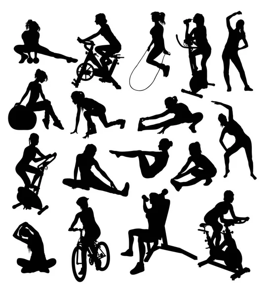 Silhouettes femme, activité sportive — Image vectorielle