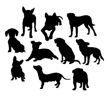 Köpek evde beslenen hayvan Silhouettes