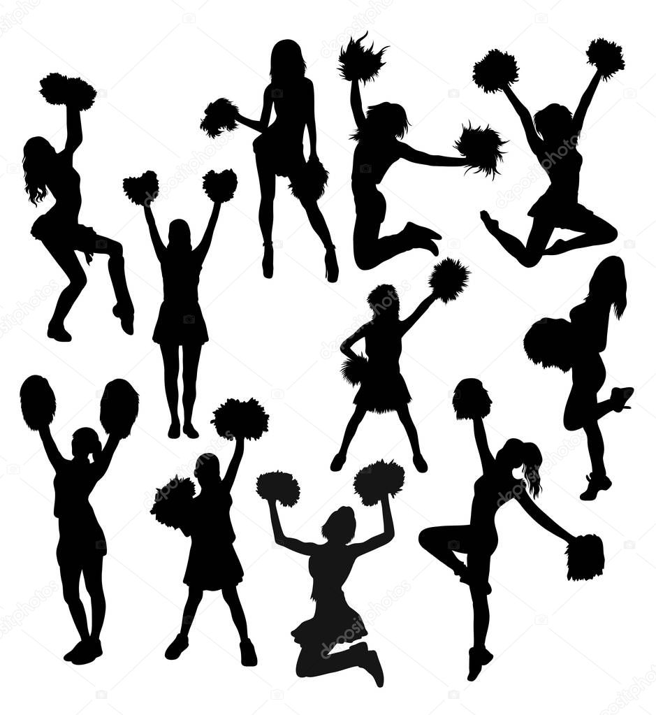 Download Cheerleader Activity Silhouettes — Stock Vector © sumbajimartinus #136462814