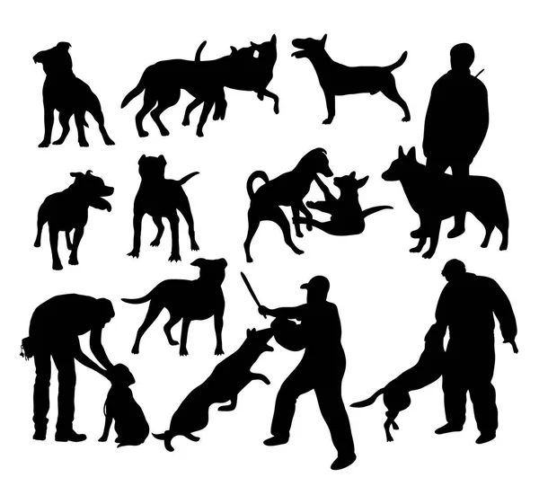 Polizia cane attività silhouette — Vettoriale Stock