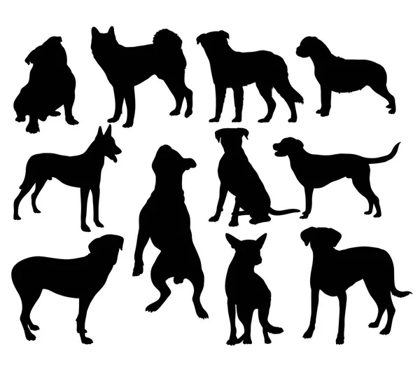 Pet Dog Animal Silhouettes — Stock Vector