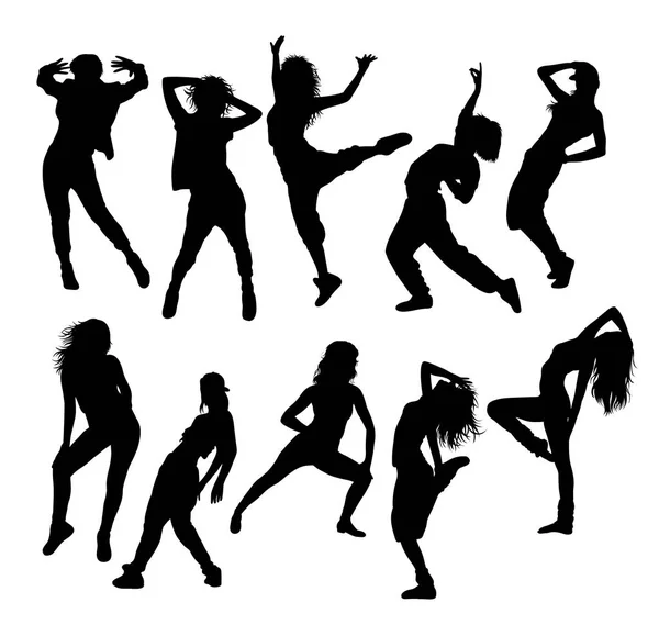 Danse de rue Danseuse Silhouettes — Image vectorielle