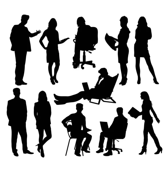 Business People Silhouettes — Stock Vector