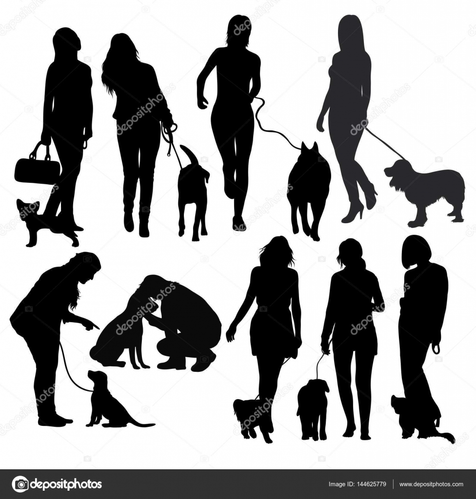 Mensch und HundSilhouetten — Stockvektor © sumbajimartinus 144625779