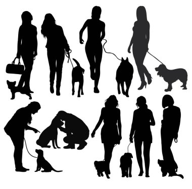 İnsan ve köpek Silhouettes