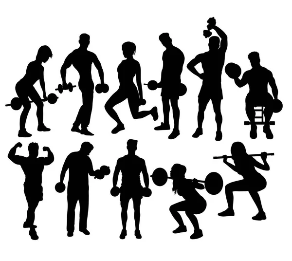 Silhouettes d'activité sportive Fitness Gym — Image vectorielle