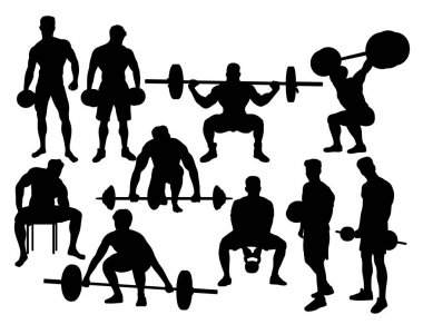 Halterci spor siluetleri, sanat vektör tasarımı 