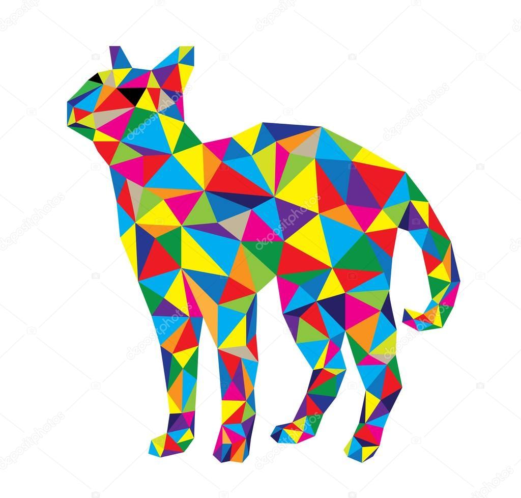 Geometric Cat Art Vector