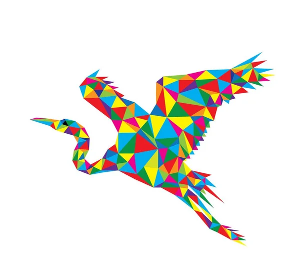 Polygonal Heron in Geometric Art — Stock Vector
