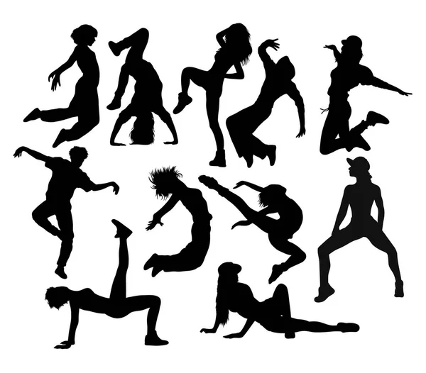 Silhouetten moderner Tanzaktivität — Stockvektor