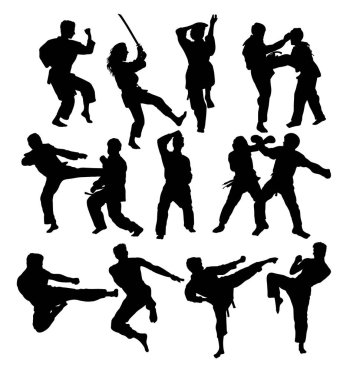 Savaş sanatı faaliyet Silhouettes