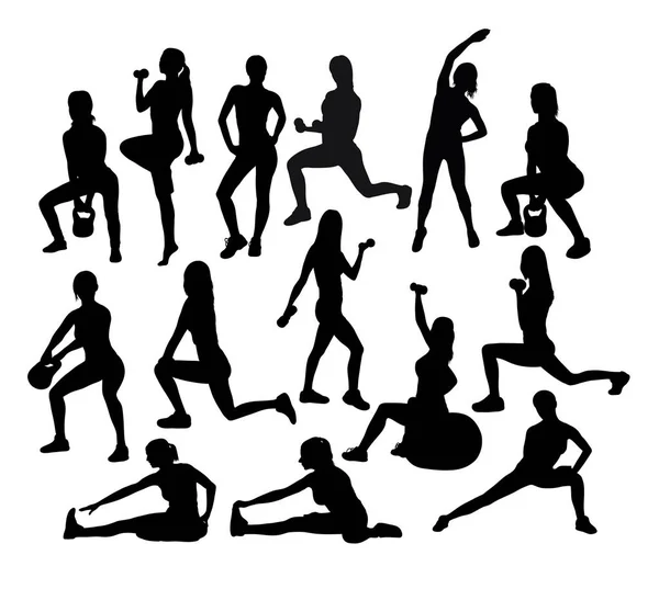 Silhouettes de gymnastique et d'activité physique — Image vectorielle