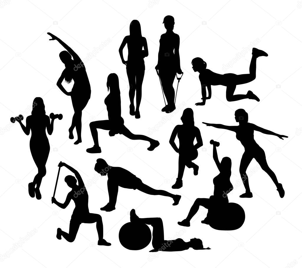 Fitness and Exercises Activity Silhouettes