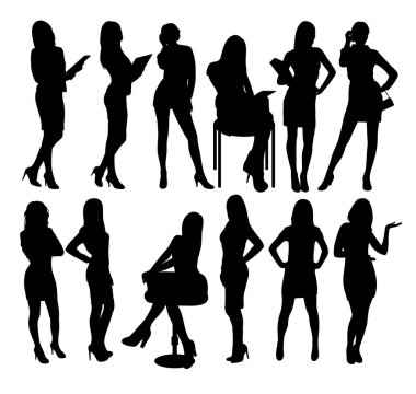 Business People and Secretary Silhouettes clipart