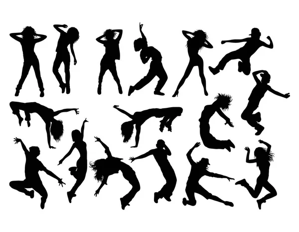 Silhouettes Breakdancer cool et amusant — Image vectorielle