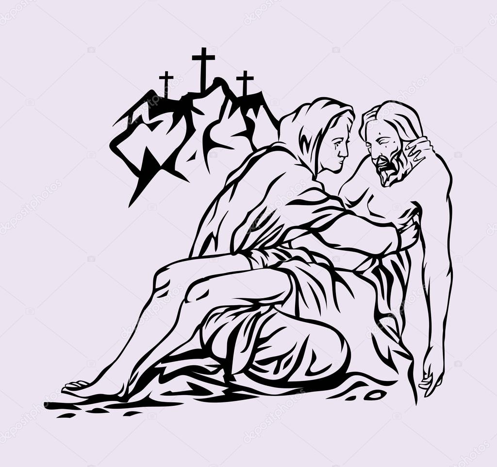 Virgin Maria and Jesus Christ Sketch