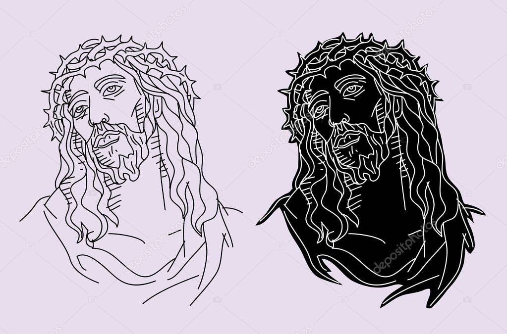 Jesus Christ Face Silhouette