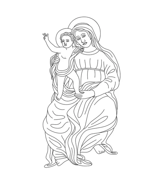 Vierge Marie avec le Petit Jésus — Image vectorielle