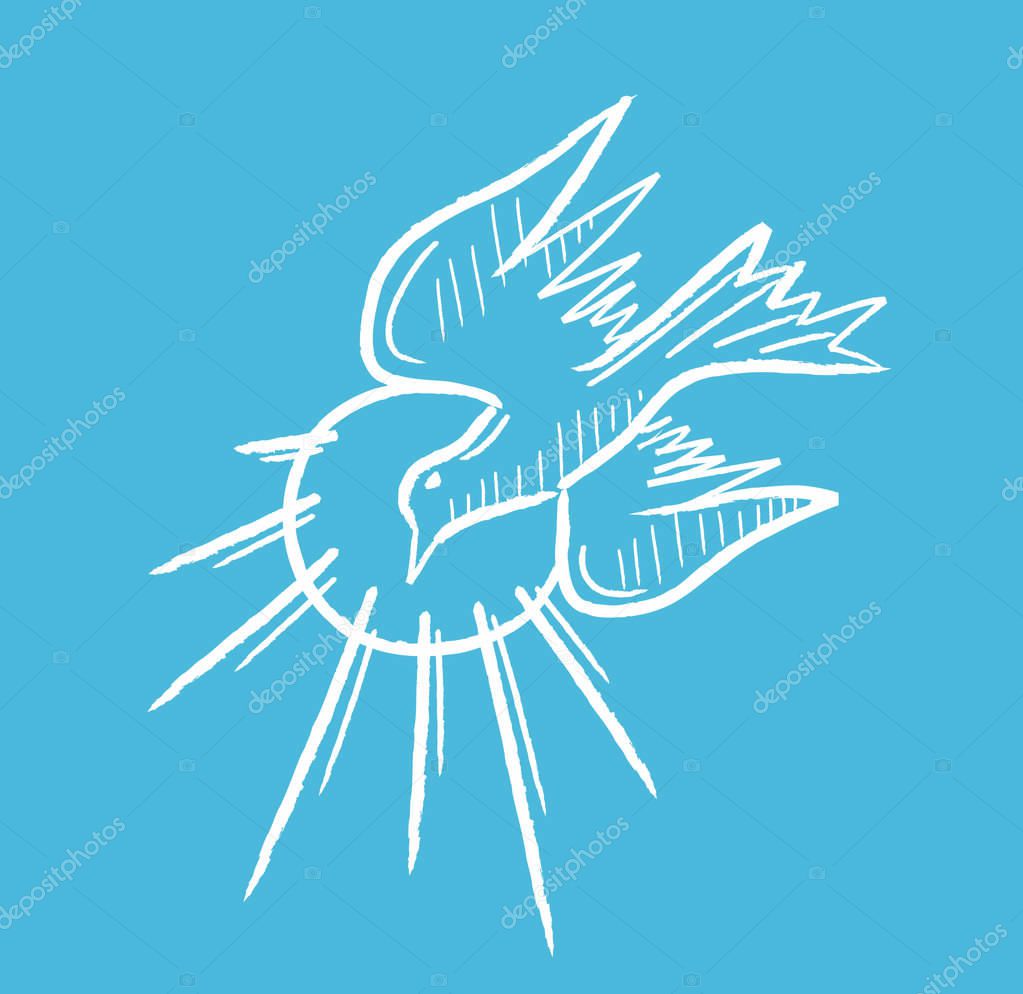 Dove Holyspirit Flying Sketch drawing, art vector sketch design