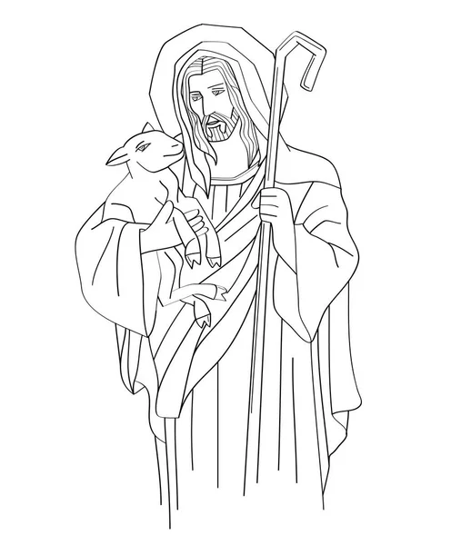 Jesucristo es el buen pastor, boceto de arte o dibujo — Vector de stock