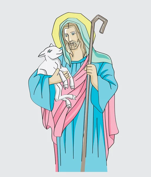 Ilustração de Jesus Cristo é o bom pastor —  Vetores de Stock