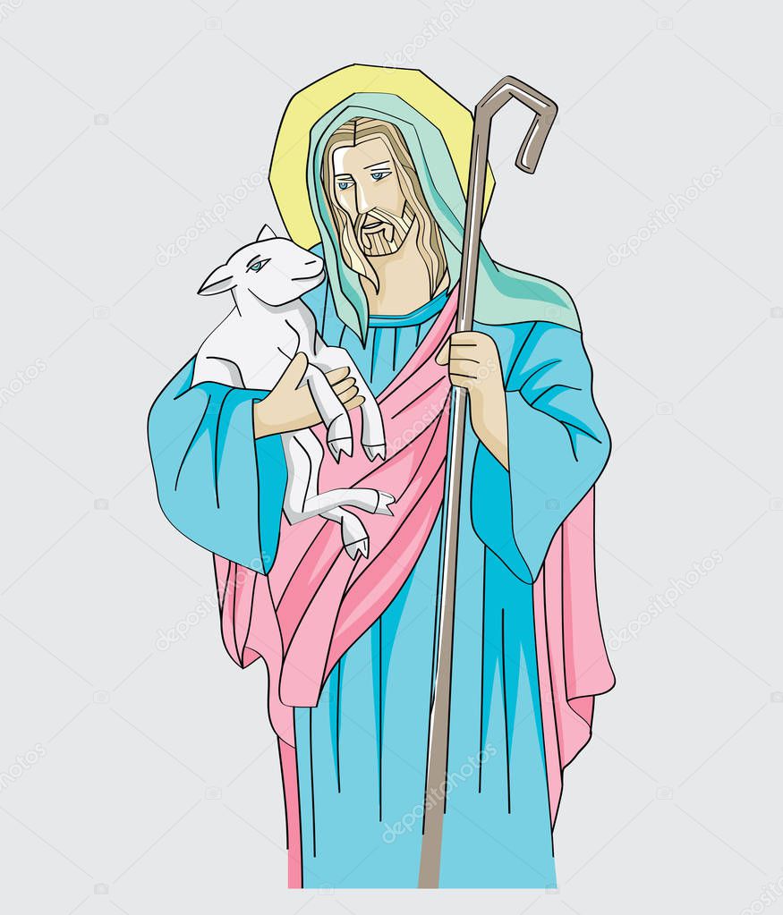 Illustration of Jesus Christ is the good shepherd