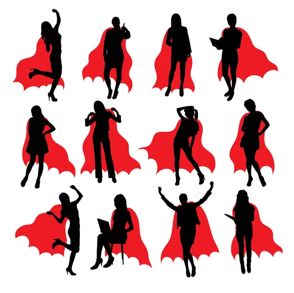 Super Secretário Silhouettes Design Vetores Arte —  Vetores de Stock