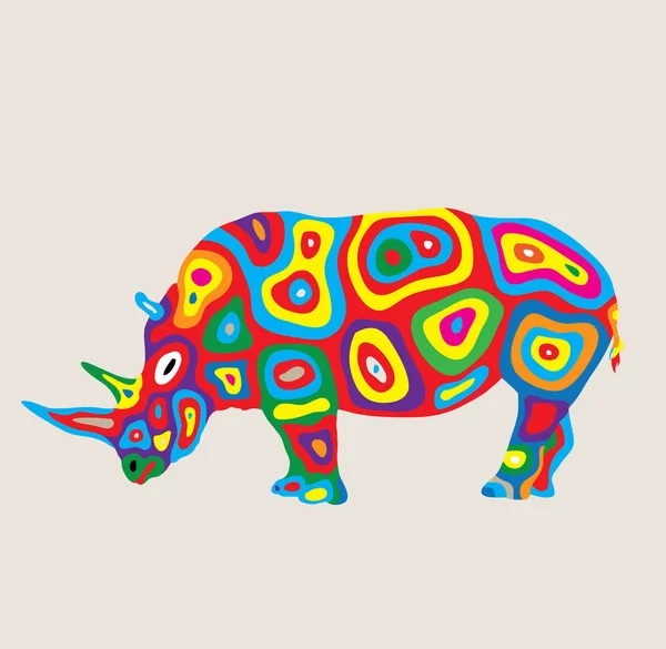 Colorido Rhinoceros Design Arte Vetorial — Vetor de Stock