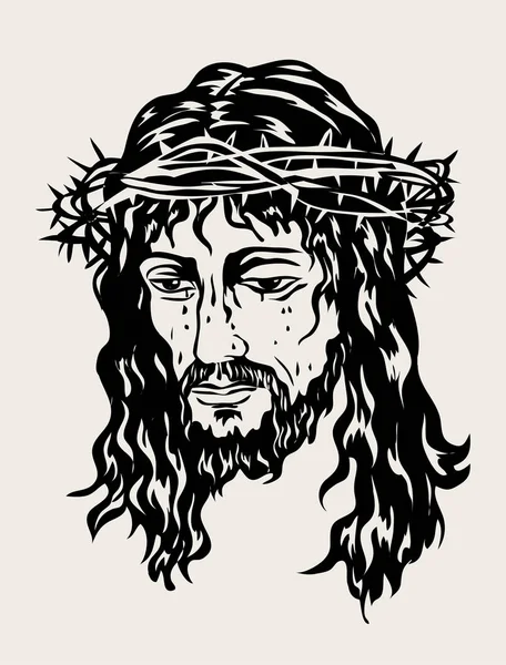 Cara Jesucristo Diseño Dibujo Dibujo Vectores Arte — Vector de stock