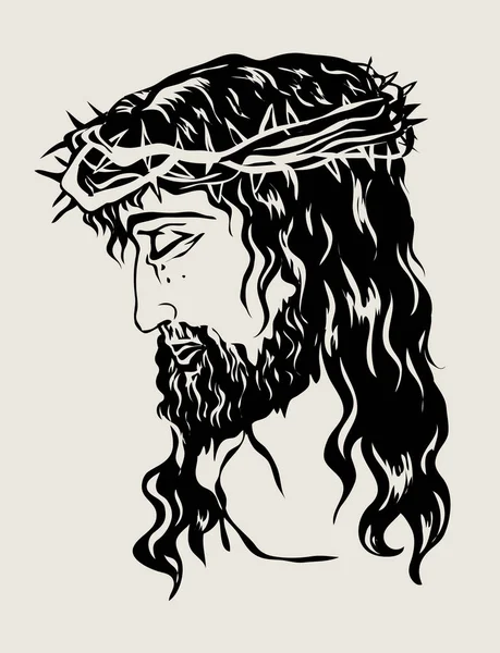 耶稣基督的脸 艺术矢量素描画设计 — 图库矢量图片