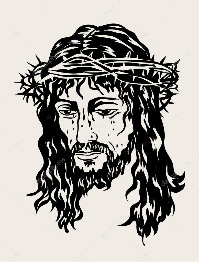 Pictures : drawing jesus | Jesus Christ Face Art Vector Sketch Drawing ...