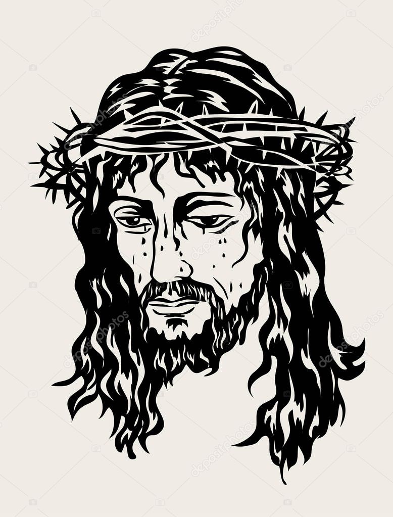 Jesus Christ Face, art vector sketch drawing design 