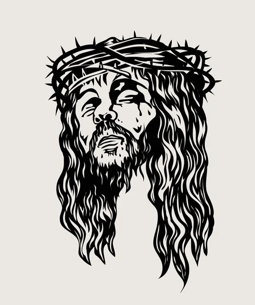 Лицо Иисуса Христа Рисунок Векторном Рисунке — стоковый вектор