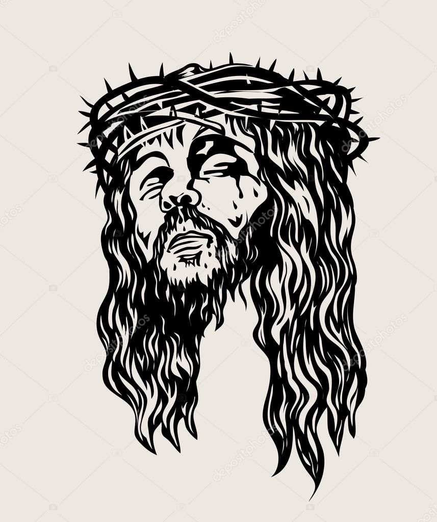 Jesus Christ Face, art vector sketch drawing design 