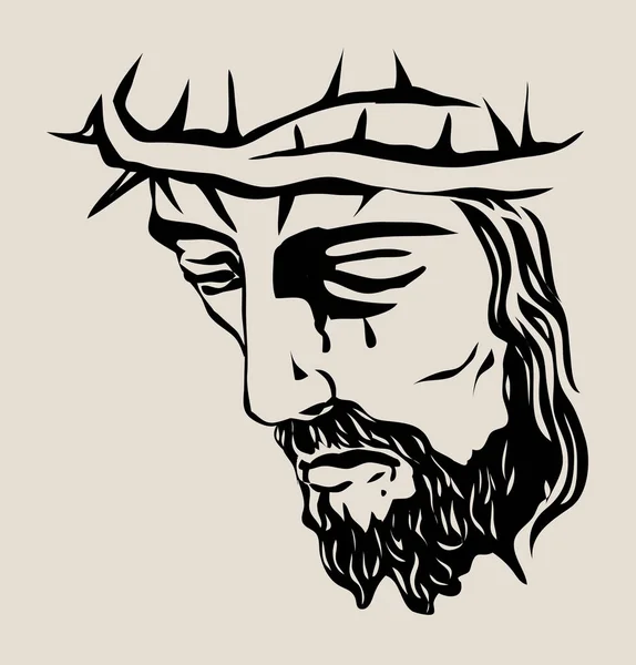 Cara Jesucristo Diseño Dibujo Dibujo Vectores Arte — Vector de stock