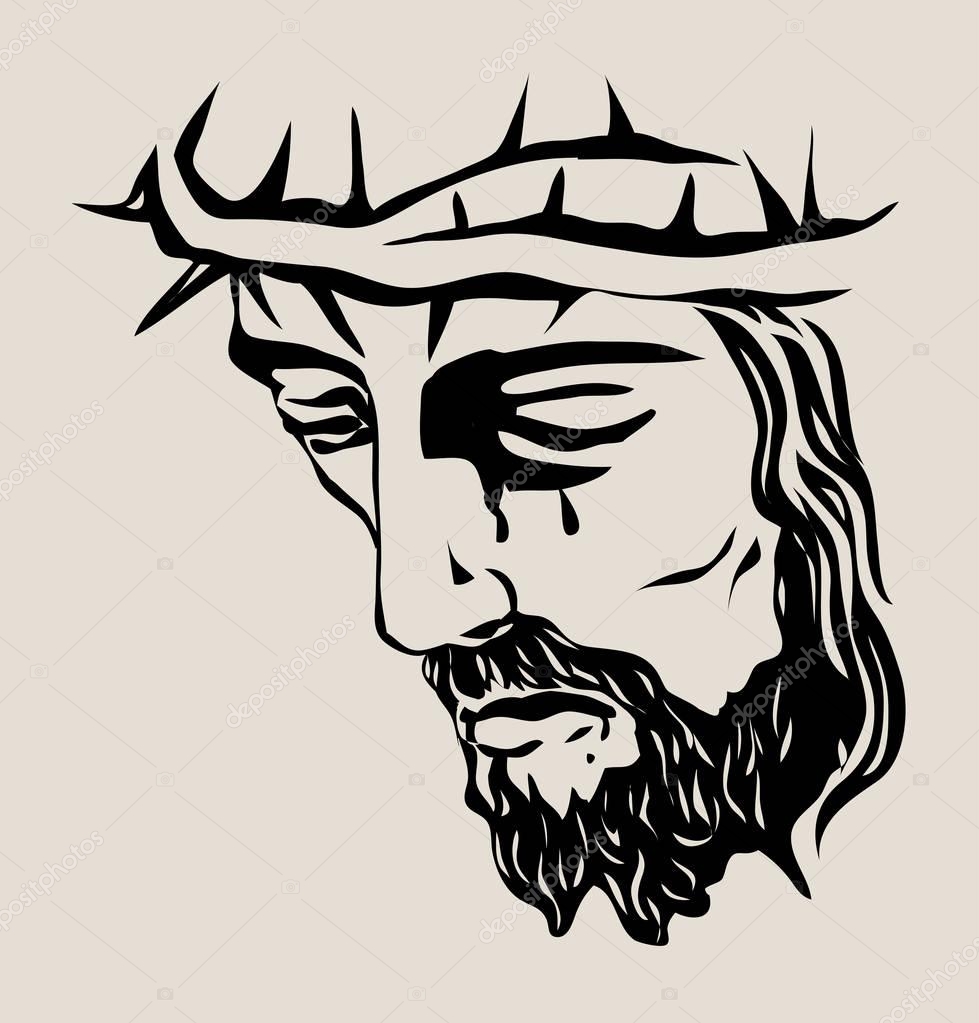 Jesus Christ Face Art Vector Sketch Drawing Design — Stock Vector ...