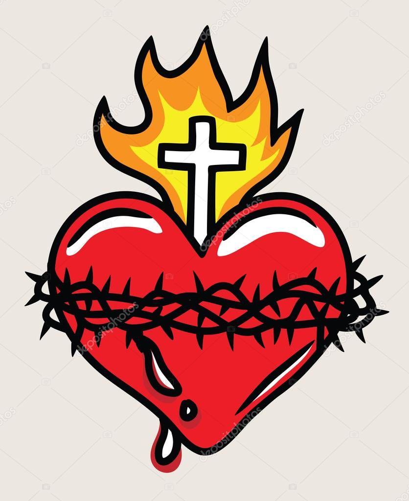 lllustration of the Sacred Heart of Jesus, art vector design 