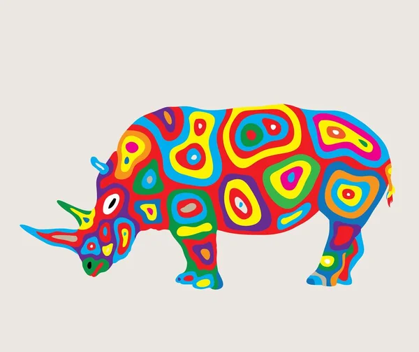 Colorido Rhinoceros Design Arte Vetorial — Vetor de Stock