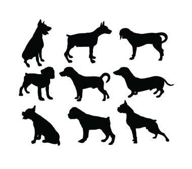 Köpek siluetleri, sanat vektör tasarımı